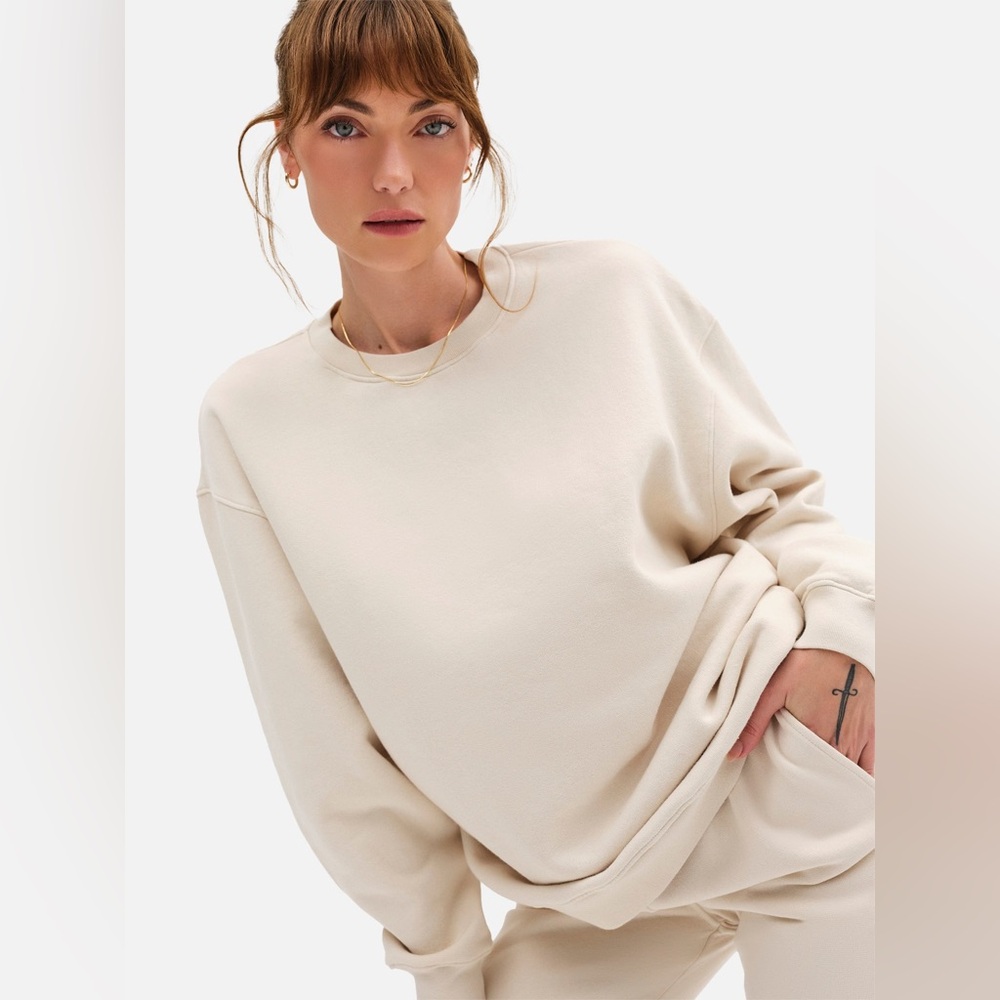 New M/L MATE the Label 100% Organic Fleece Oversized Sweatshirt pullover